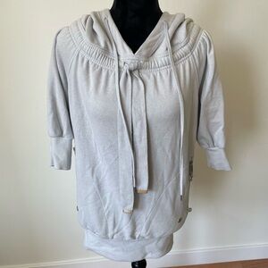 Adidas x Stella McCartney Silver Sparkle Gray Short Sleeve Cotton Hoodie EUC XS